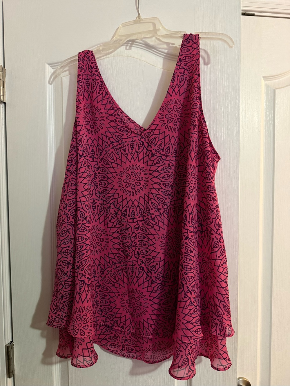 Lane Bryant Pink Printed V-Neck swing Tank Top size 20